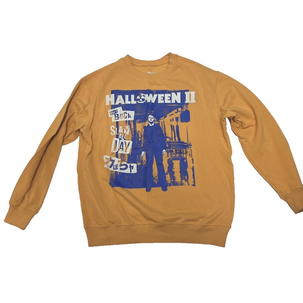 Halloween II Sweatshirt He's Back Slay All Day Slasher Horror Michael Myers- M